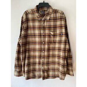 Plaid Cotton Flannel Mens Button Up Shirt SZ XXL‎ Fall Hiking Grunge Warm